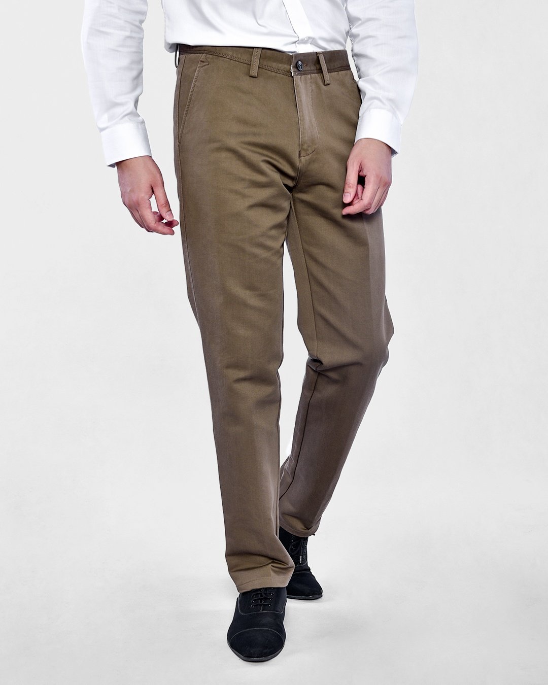 Modern Tapered Fit Khaki Pants (Flex Stretch) - Brown - Men's Clothing ...