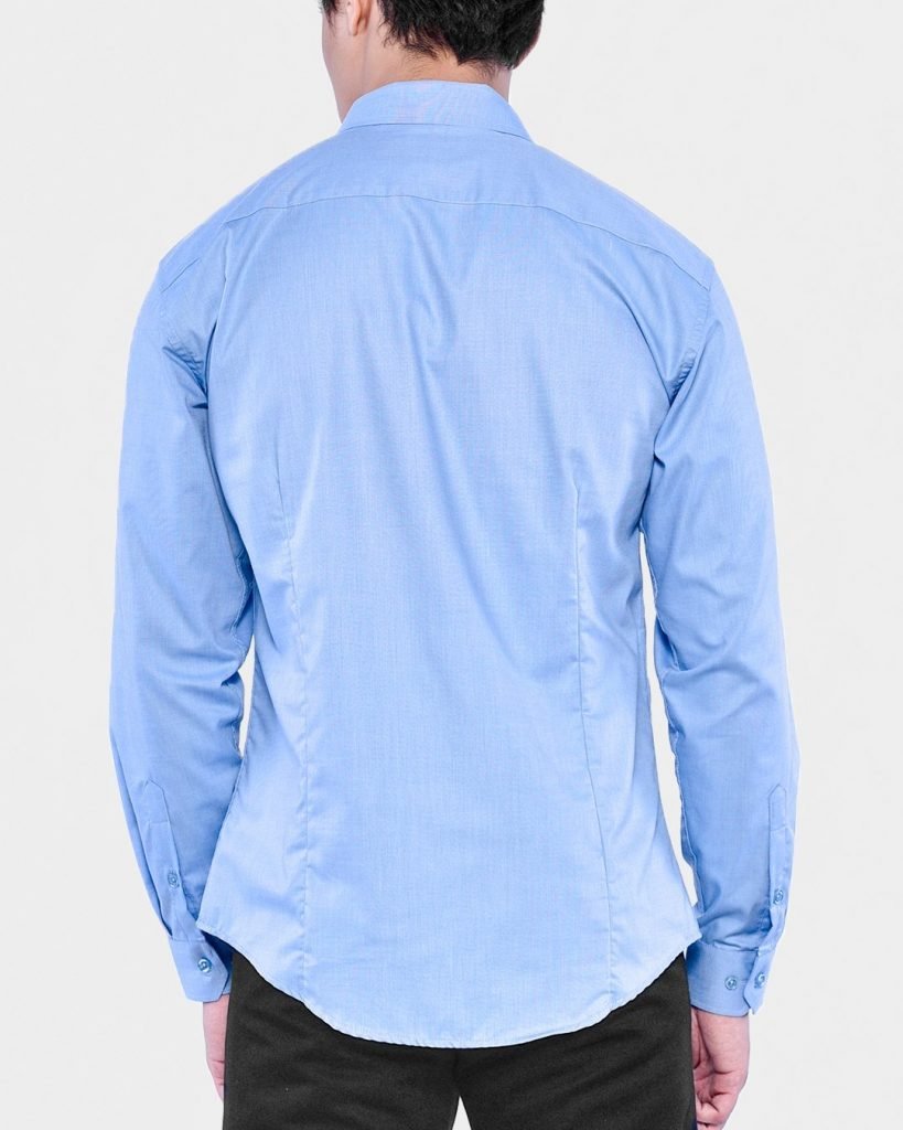 Modern Fit Long Sleeve Shirt (Hidden Button Down Collar) - Sky Blue ...