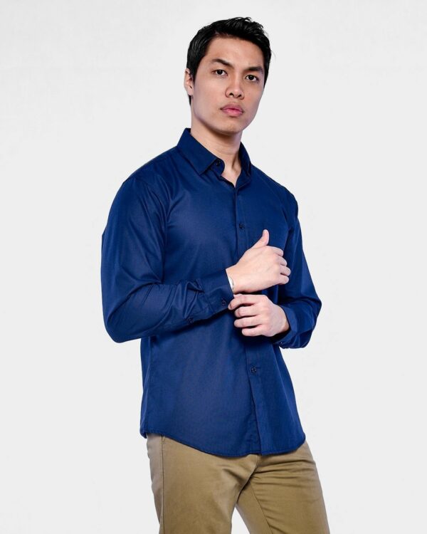 navy blue button up shirt men