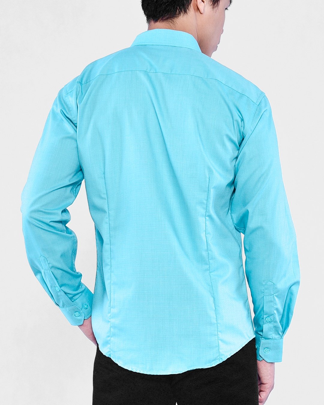 Modern Fit Long Sleeve Shirt (Hidden Button Down Collar) - Turquoise